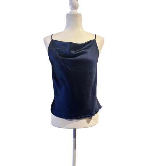Isalis Deep Navy Satin Cowl Neck Camisole Size S - Picture 2 of 7